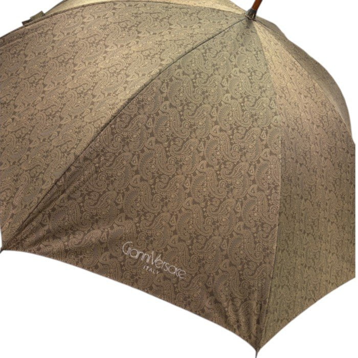 Gianni Versace ジャンニ ヴェルサーチ 雨傘 ペイズリー柄 長傘 傘 レディース 総柄 ブラウン 中古 W1