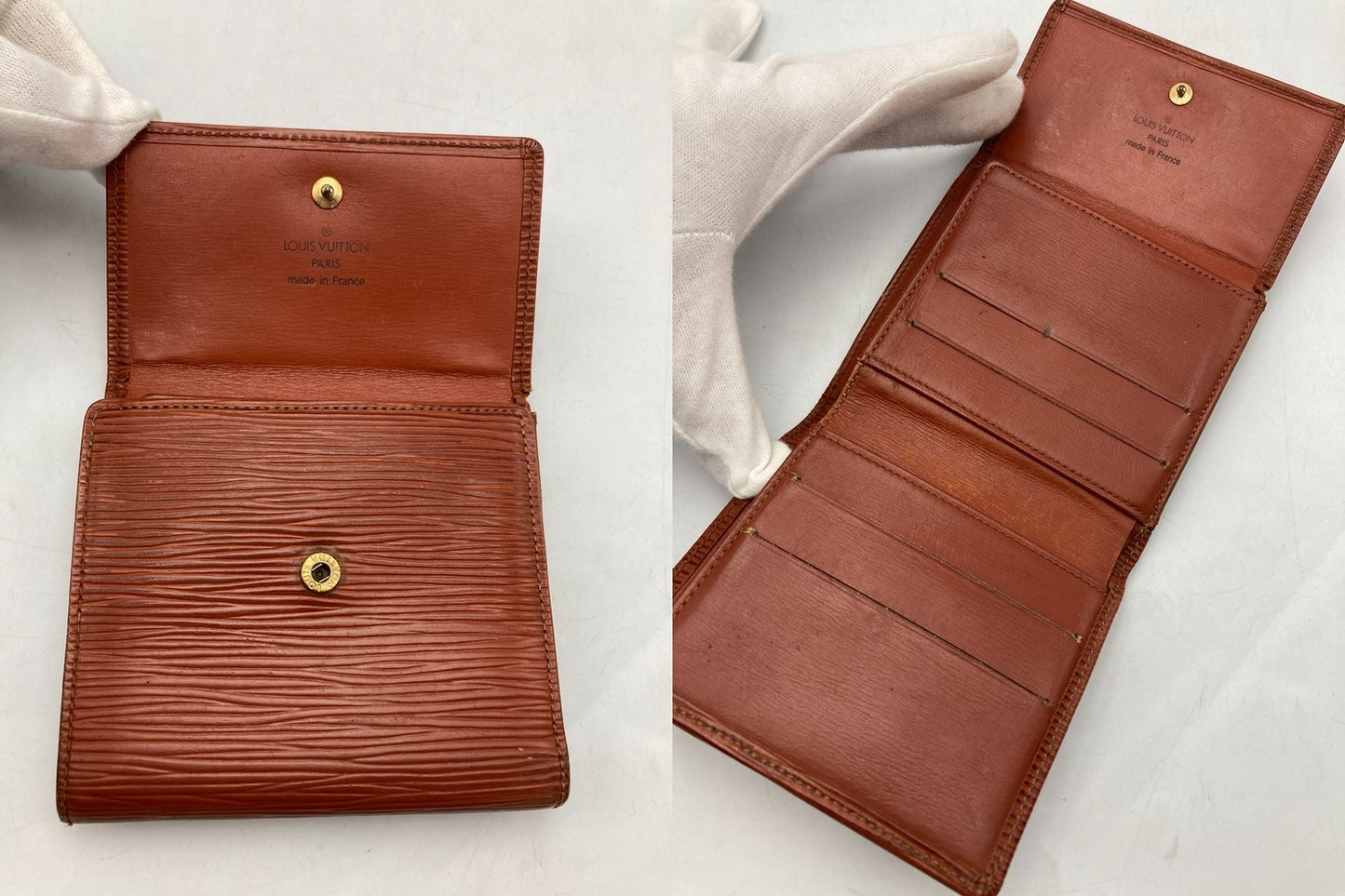 LOUIS VUITTON ルイヴィトン エピ ポルト モネ・ビエ カルト クレディ ケニアブラウン M63483 Wホック 財布 中古 D4