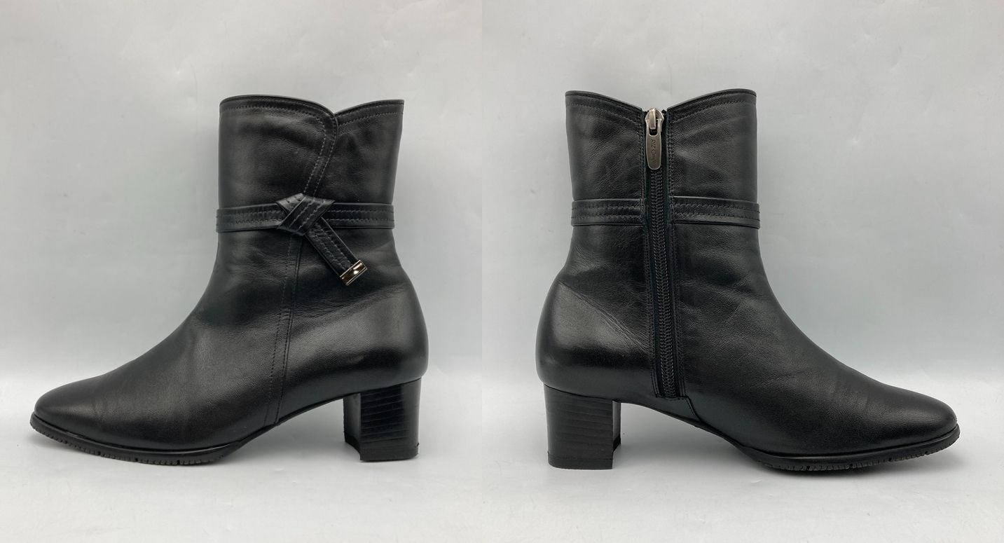 RiZComfort リズコンフォート サイドジップ レザー ショートブーツ 0603 サイズ23.0cm 中古 D4