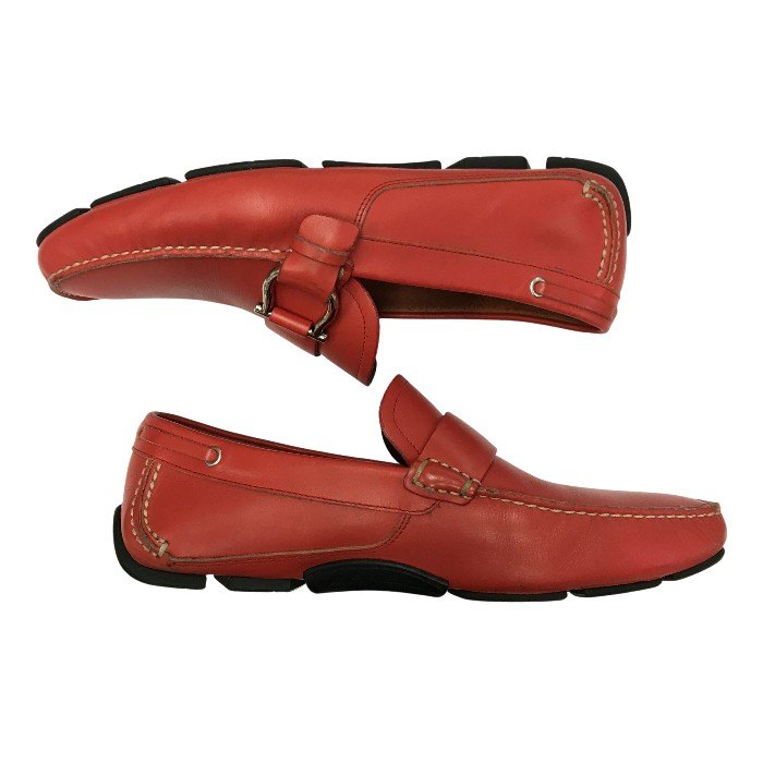 FERRAGAMO フェラガモ ドライビングシューズ メンズ ガンチーニ ローファー レッド 7サイズ MS45723 中古 T1