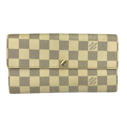 LOUIS VUITTON ルイヴィトン ダミエ アズール  ポルトフォイユサラ 長財布 2つ折り 旧型 ホワイト N61735 中古 T1