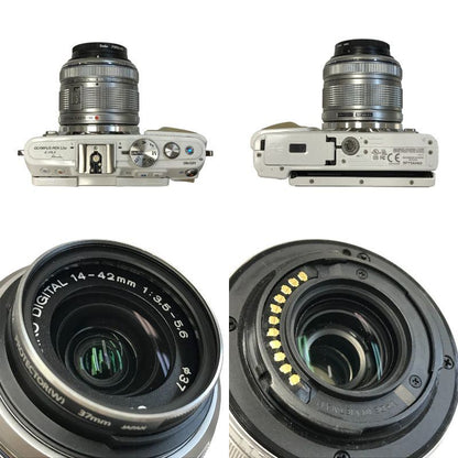 OLYMPUS オリンパス PEN Lite ミラーレス デジタル一眼レフ カメラ ダブルズームキット ホワイト/ベージュ レンズセット タッチ操作 自分撮り E-PL5 中古 T1