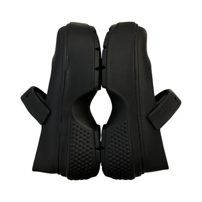 CROCS クロックス ストンプ メリージェーン サンダル レディース 厚底 ベルクロ ストラップ ブラック M6/W8/24cm 中古 T1