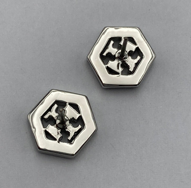 TORY BURCH トリーバーチ ヘキサゴン ロゴ スタッドピアス 中古 D4