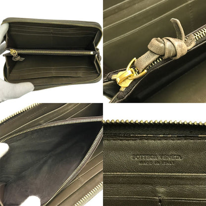 BOTTEGA VENETA ボッテガヴェネタ 長財布 メンズ イントレチャート ラウンドファスナー レザー ブラウン系 114076 中古 T1