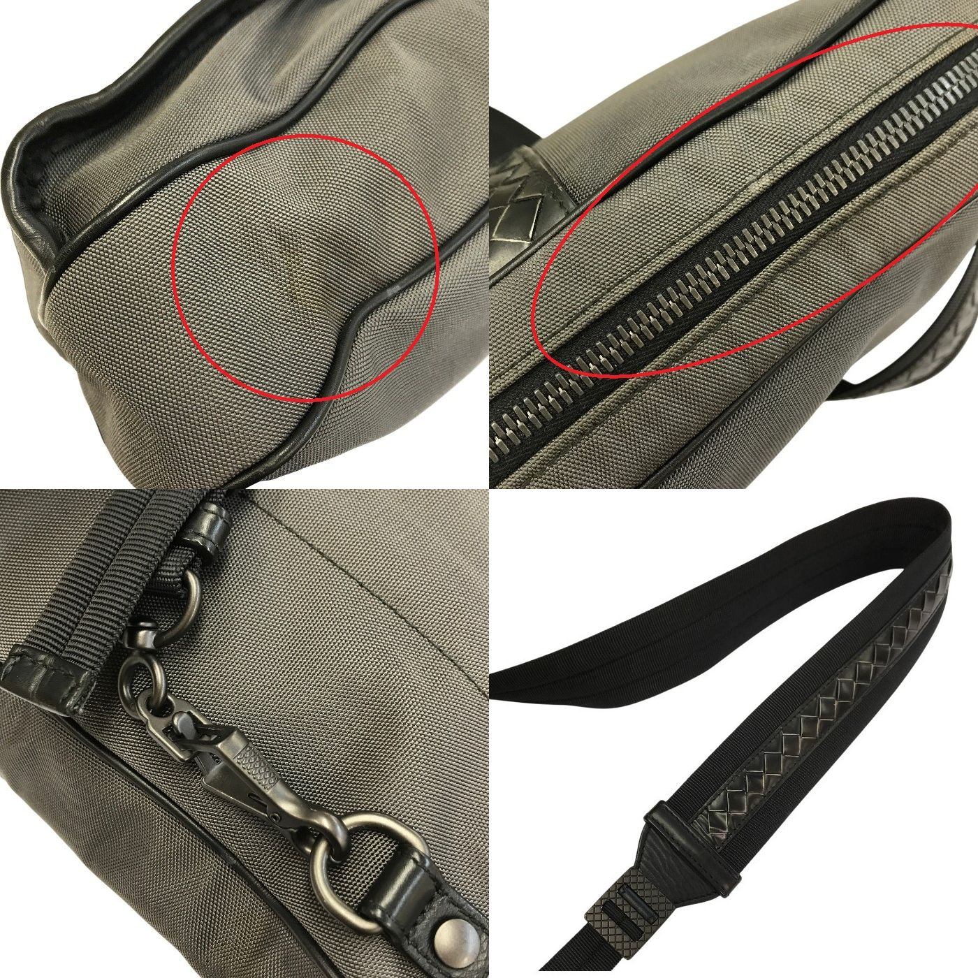 BOTTEGA VENETA ボッテガヴェネタ イントレチャート ボディバッグ メンズ レザー/ナイロン 斜め掛け ショルダー グレー 中古 T1