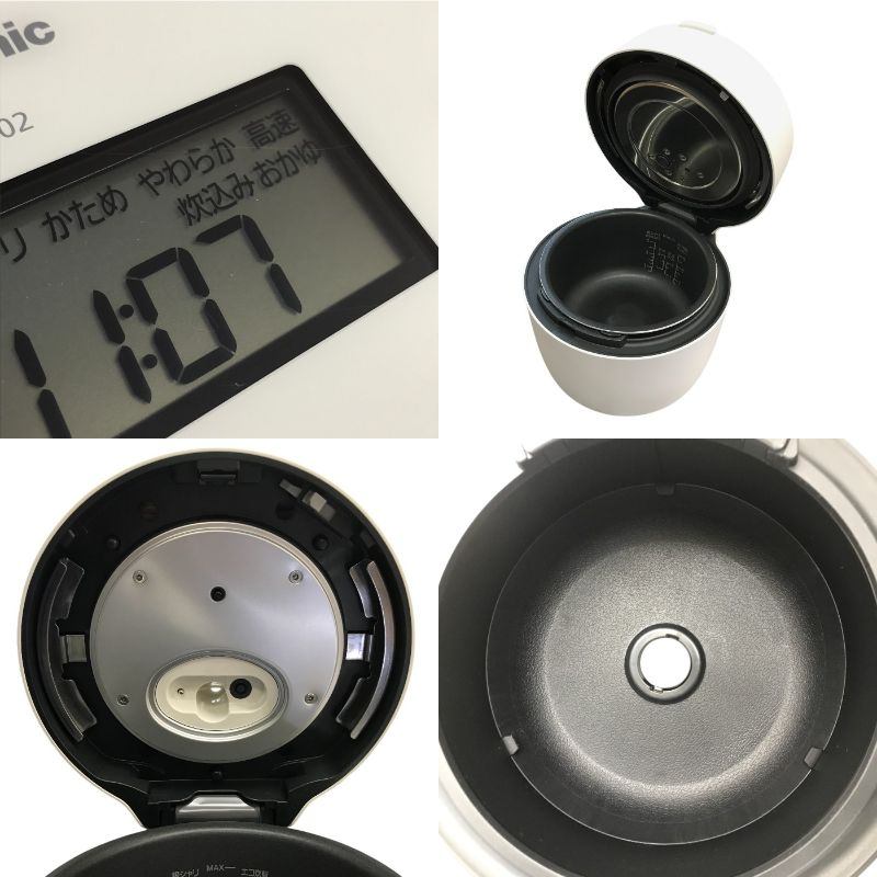 Panasonic パナソニック 炊飯器 ホワイト 5合 圧力 IH コンパクト ダイヤモンド竈釜 銀しゃり タッチパネル SR-NB102-W 中古 T1