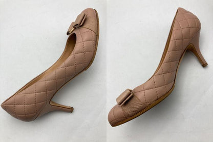 Salvatore Ferragamo フェラガモ ヴァラリボン キルティング パンプス サイズ6D 中古 D4