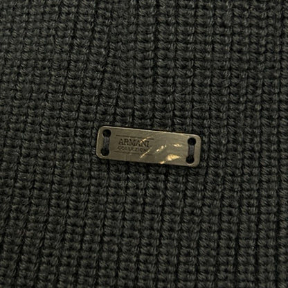 ARMANI COLLEZIONI アルマーニコレツォーニ ニット トップス メンズ 秋冬 ウール/アクリル ショールカラー ムートン襟 ネイビー 54サイズ ファー 中古 W1