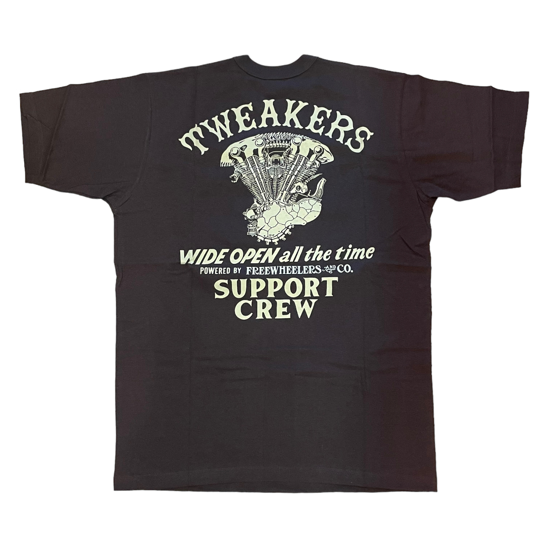 未使用品 FREEWHEELERS フリーホイーラーズ TWEAKERS RACING SUPPORT CREW プリントTシャツ メンズ 38 2345414 中古 IT1