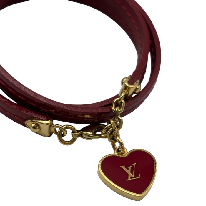 LOUIS VUITTON ルイヴィトン ブラスレ コミット ブレスレット レディース ヴェルニ エナメル ハート ロゴ ゴールド金具 レッド M6625F アクセサリー ブランド おしゃれ かわいい 中古 W４