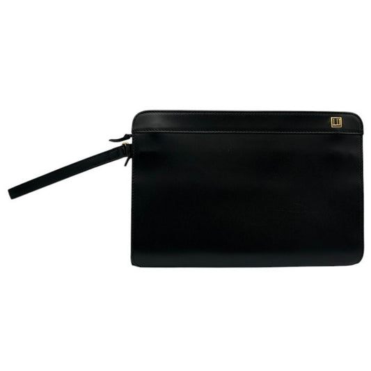 dunhill ダンヒル セカンドバッグ レザー ブラック クラッチバッグ 鞄 本革 メンズ 中古 W４