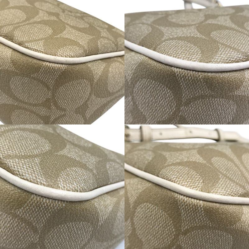 COACH コーチ ショルダーバッグ レディース PVC シグネチャー 2way ハンドバッグ ポーチ ベージュ F58321 中古 T1