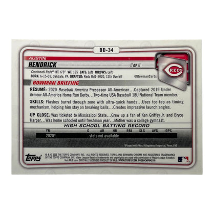TOPPS MLBカード BOWMAN CHROME 1ST AUSTIN HENDRICK CINCINNATI REDS /250 #BD-34 中古 IT2