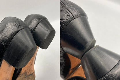 Salvatore Ferragamo サルヴァトーレフェラガモ ヴァラリボン 型押しレザー パンプス サイズ8(約25.5cm) 中古 D4