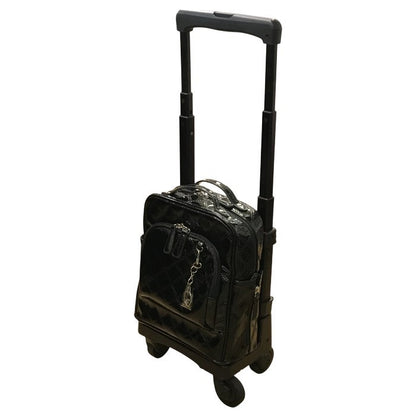 SWANY スワニー キャリーバッグ レディース エナメル調 キルティング 4輪ストッパー 静音 軽量 バッグ取り外し可 ブラック 中古 T1