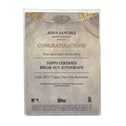 TOPPS MLBカード TIER 1 JESUS SANCHEZ MIAMI MARLINS /300 #BOA-JS 中古 IT2