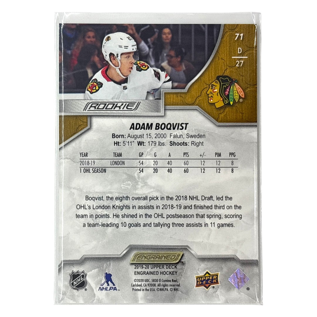 UPPER DECK NHLカード ENGRAINED ADAM BOQVIST BLACKHAWKS /299 #71 中古 IT1