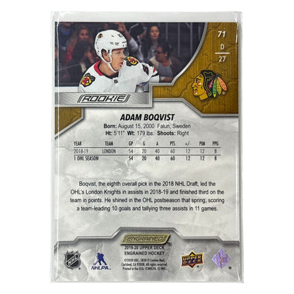UPPER DECK NHLカード ENGRAINED ADAM BOQVIST BLACKHAWKS /299 #71 中古 IT1