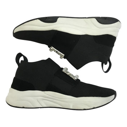 +diana プラスダイアナ ソックススニーカー レディース クリスタルバックル ミッドカット 撥水加工 ブラック/ホワイト 24.5cm IF44557 中古 T1