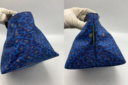 Herve chapelier エルベシャプリエ ナイロン 舟型 トートS ヒョウ柄 パンサー ブルー 中古 D4