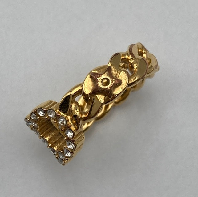 Christian Dior ディオール CDロゴ ラインストーン リング 中古 D4
