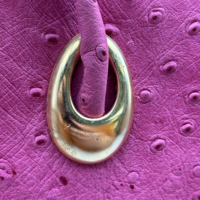 Regina レジーナ オーストリッチ トートバッグ 鞄 レザー 大きめ 通勤 レディース ピンク 中古 W４