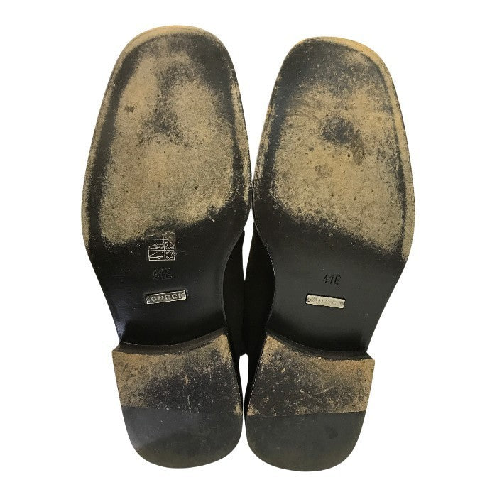 GUCCI グッチ レースアップブーツ メンズ スウェード チャッカ スクエアトゥ ダークブラウン 41サイズ 114 1760 中古 T1
