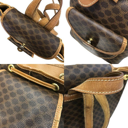 CELINE セリーヌ マカダム リュックサック レディース PVC/レザー ブラゾン バックパック ヴィンテージ ブラウン 中古 T1