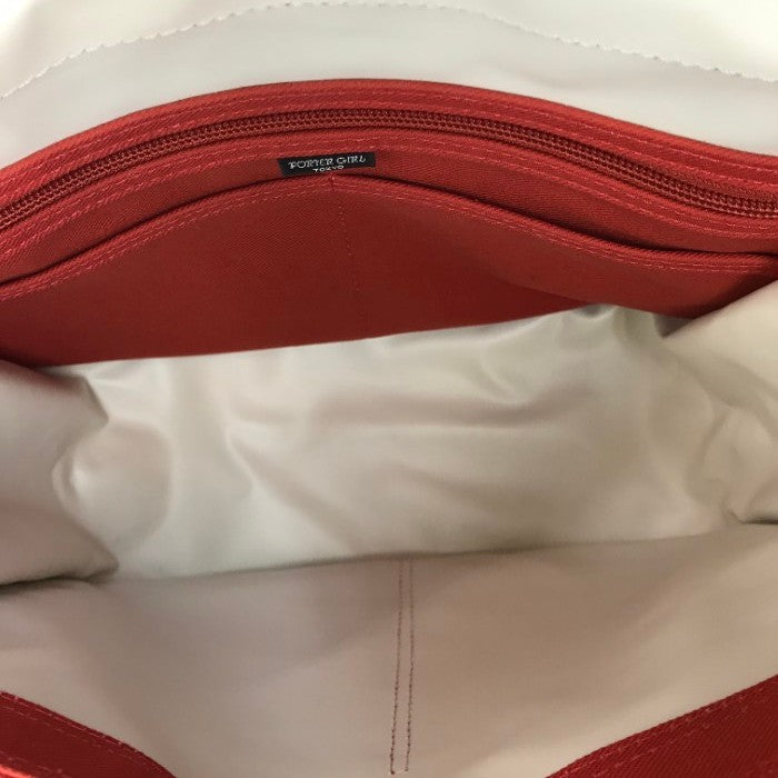 PORTER GIRL ポーター ガール NAKED ネイキッド ショルダーバッグ M レディース キャンバス 斜め掛け メッセンジャー レッド 中古 T1
