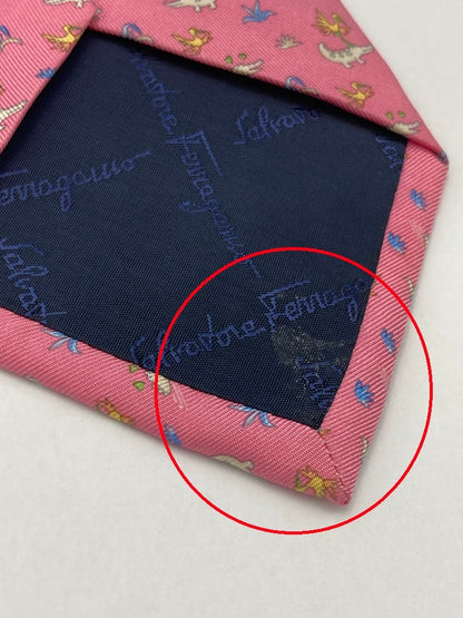 Salvatore Ferragamo サルヴァトーレフェラガモ アニマル ワニ柄 ネクタイ シルク100％ 中古 D4