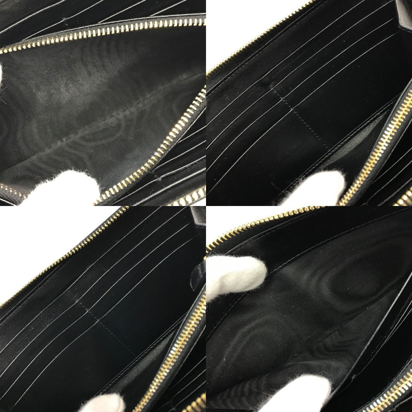 PRADA プラダ VITELLO MOVE TR ヴィッテロムーブ 長財布 メンズ ラウンドファスナー ジップ レザー 三角プレート ブラック 1ML506 中古 T1