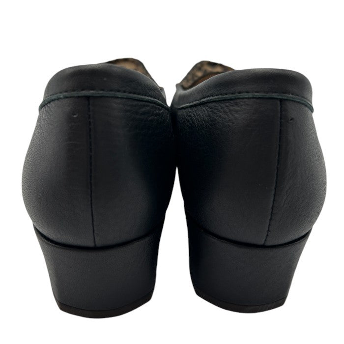 ing イング ヒョウ柄 パンプス 23cm EE スクエアトゥ ハラコ レディース ブラック チャンキーヒール 中古 W４