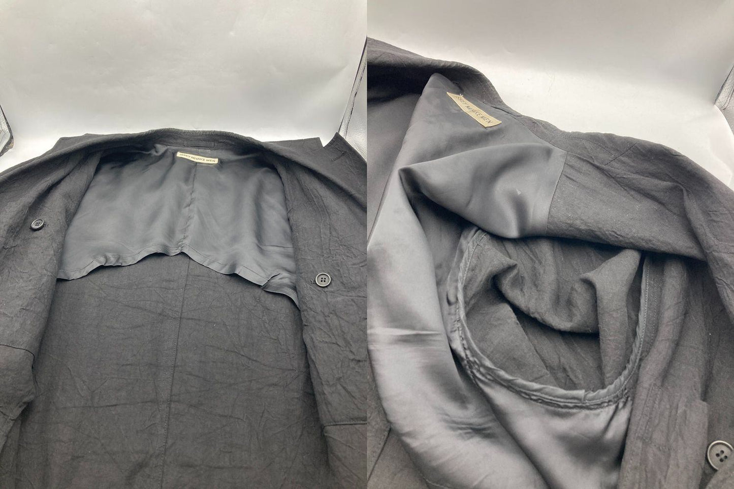 IISSEY MIYAKE MEN イッセイミヤケ メン リネン 縮絨加工 テーラードジャケット ME22FD634 サイズ3 ブラック 中古 D4