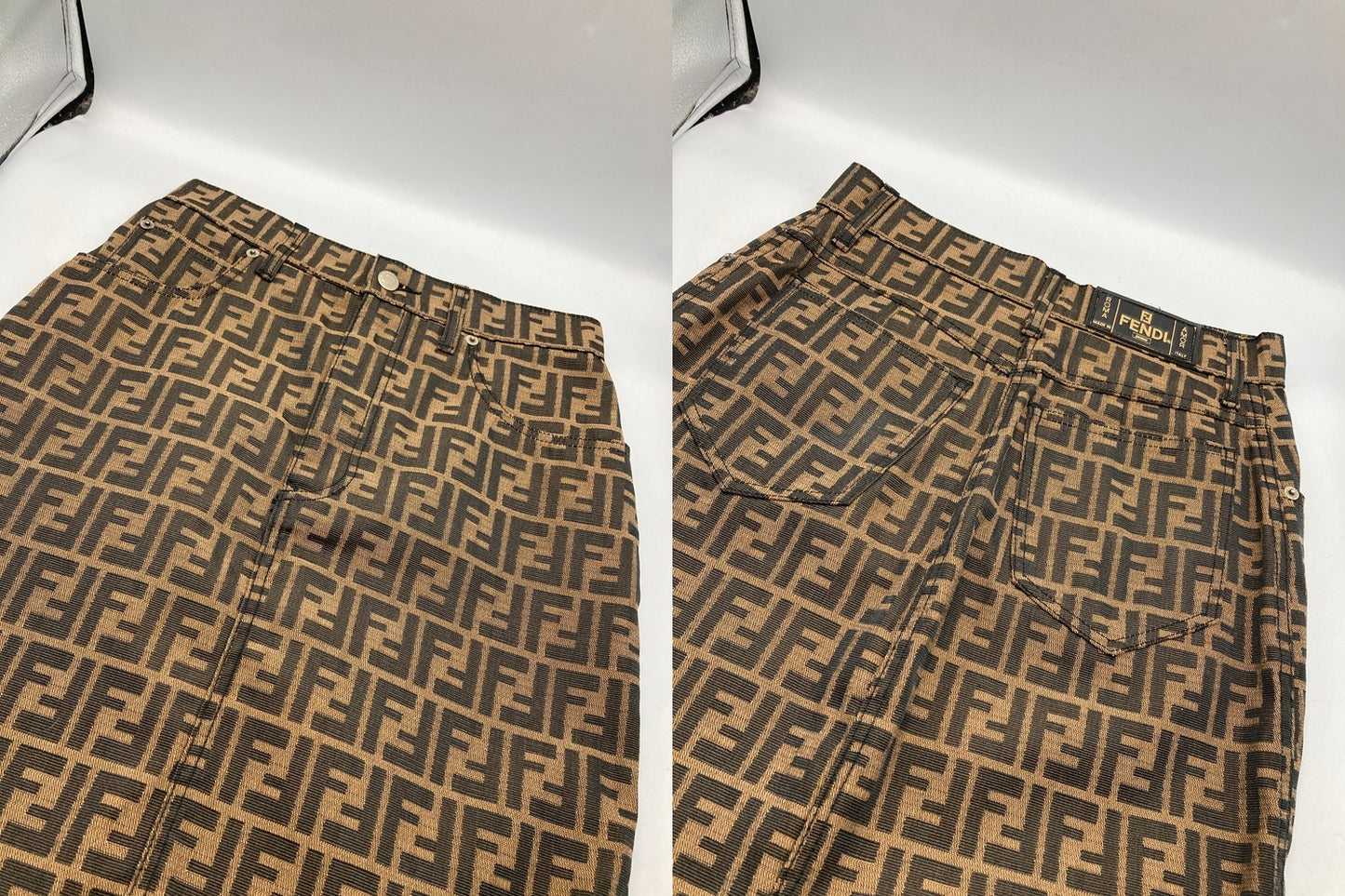 FENDI jeans フェンディ ズッカ柄 スカート ひざ丈 サイズ44 中古 D4