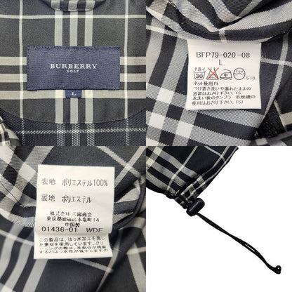 BURBERRY GOLF バーバリーゴルフ ブルゾン レディース 春秋 チェック柄 フルジップ ドローコード メッシュ ブラック/ホワイト Lサイズ BFP79-020-08 中古 T1