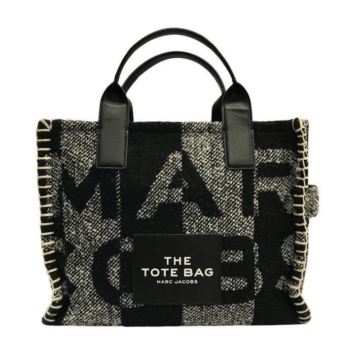 MARC JACOBS マークジェイコブス THE TOTE BAG SMALL トートバッグ レディース ブランケット ツイード ロゴ ブラック/ホワイト スモールサイズ M0016741 中古 T1