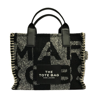 MARC JACOBS マークジェイコブス THE TOTE BAG SMALL トートバッグ レディース ブランケット ツイード ロゴ ブラック/ホワイト スモールサイズ M0016741 中古 T1