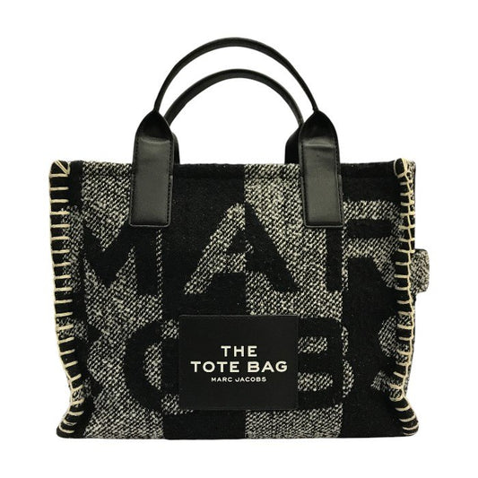 MARC JACOBS マークジェイコブス THE TOTE BAG SMALL トートバッグ レディース ブランケット ツイード ロゴ ブラック/ホワイト スモールサイズ M0016741 中古 T1
