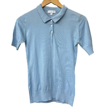 JOHN SMEDLEY ジョンスメドレー ポロシャツ S トップス 水色 半袖 夏 レディース 中古 W４
