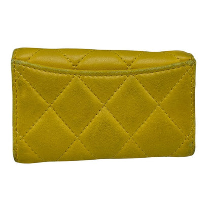 CHANEL シャネル マトラッセ キーケース イエロー ラムレザー ブランド ココマーク 6連 中古 W４