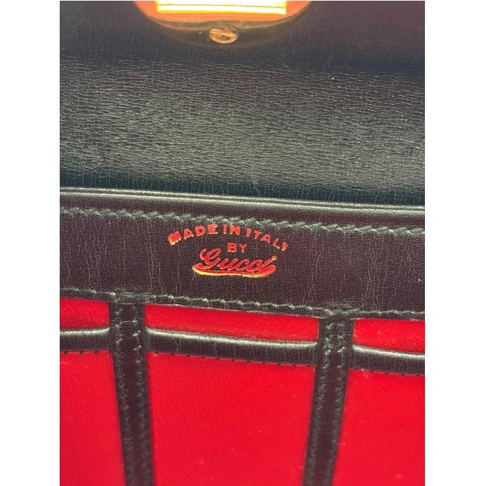 GUCCI グッチ ショルダーバッグ レディース ターンロック オールド レザー ブラック 鞄 肩掛け ブランド ヴィンテージ 中古 W４