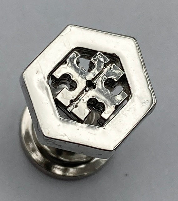 TORY BURCH トリーバーチ ヘキサゴン ロゴ スタッドピアス 中古 D4