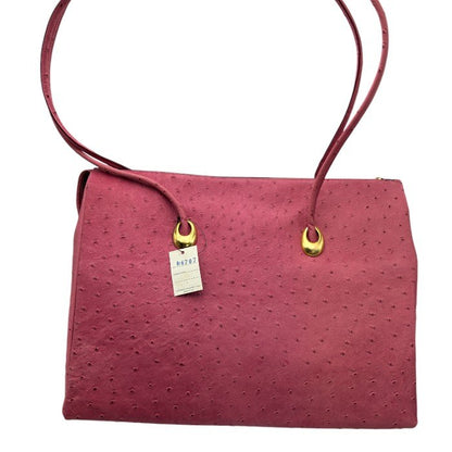 Regina レジーナ オーストリッチ トートバッグ 鞄 レザー 大きめ 通勤 レディース ピンク 中古 W４