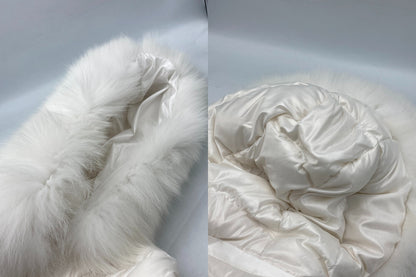 Super Beauty スーパービューティー ブルーフォックスファー ダウンコート ホワイト レディース サイズ40 中古 D4