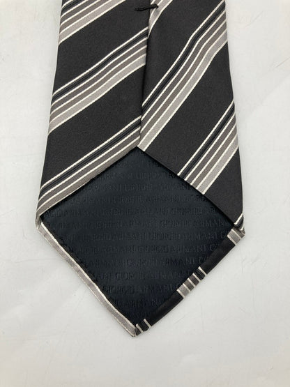 GIORGIO ARMANI ジョルジオアルマーニ シルク100％ ネクタイ レジメンタル 中古 D4