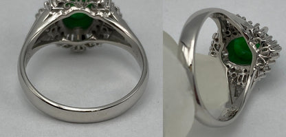 Pt900 ヒスイ(翡翠) ダイヤ0.43ct リング 12号 中古 D4