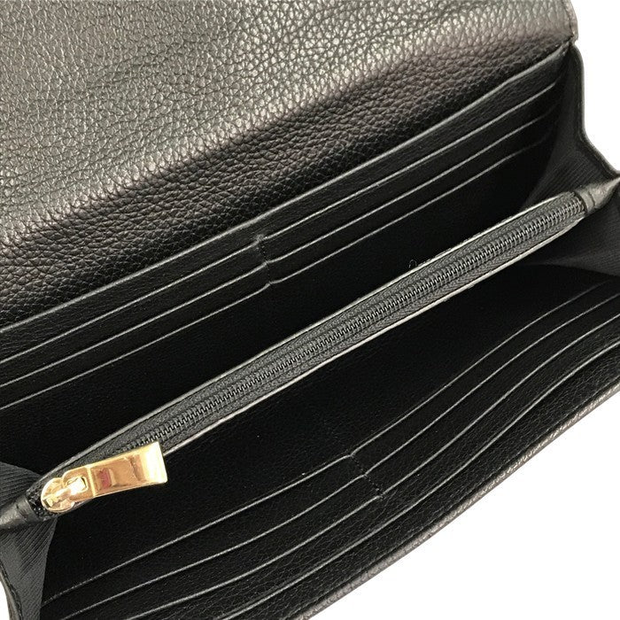 FURLA フルラ RITZY 長財布 レディース シボレザー 二つ折り フラップ ホック ネロ/ブラック PU35RZY 中古 T1