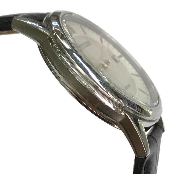 CITIZEN シチズン エコドライブ 腕時計 メンズ アナログ ソーラー Eco-Drive デイト SS レザーバンド シルバー/ブラック J810-S095662 中古 T1