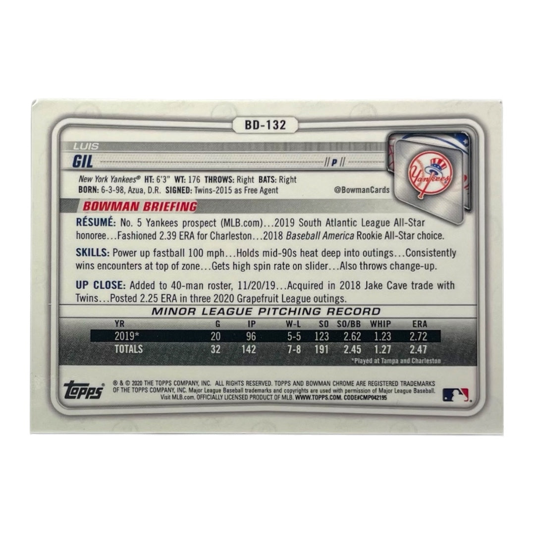 TOPPS MLBカード BOWMAN CHROME LUIS GIL NEW YORK YANKEES /99 #BD-132 中古 IT2